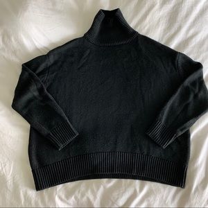 Oak + Fort black boxy cotton turtleneck sweater XS